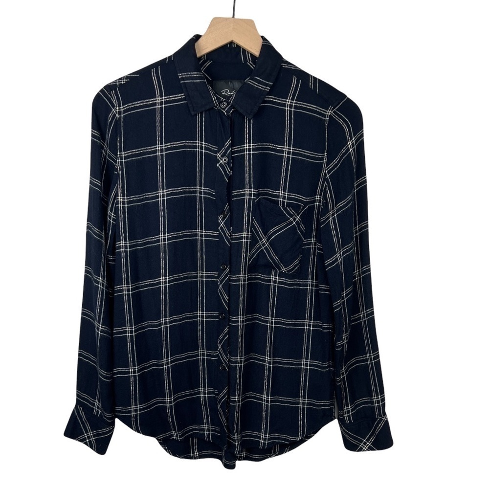 Rails Hunter Navy Snow Plaid Light Flannel Shirt